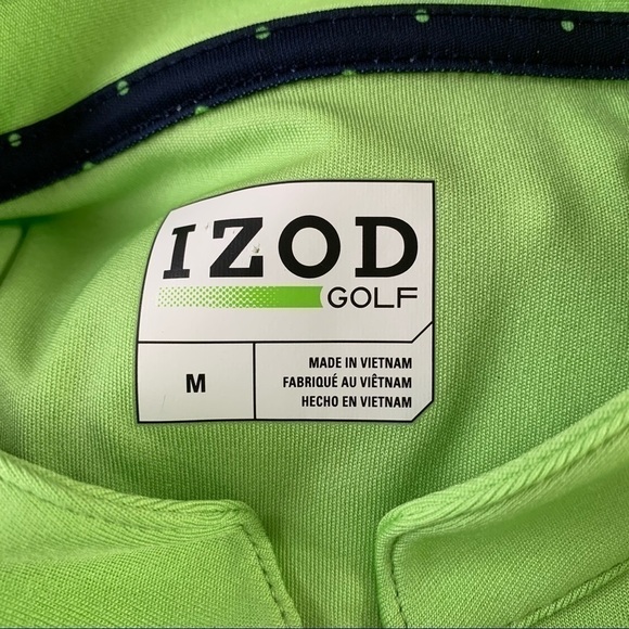 Izod 1/4 Zip Green and Navy Golf Shirt Size M - Picture 7 of 8